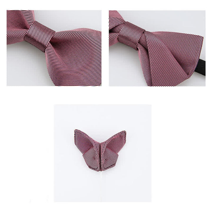 Men's Gentle Rose Pink Twilled Wedding Silk Bow Tie - image 6