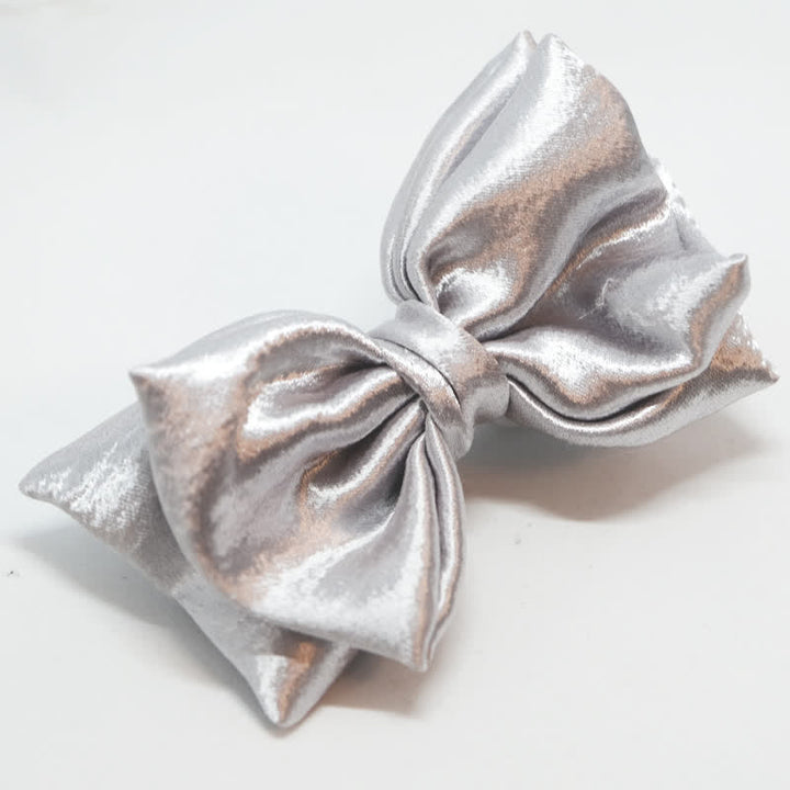 Men's Cool Future Metallic Silver Double Layers Bow Tie