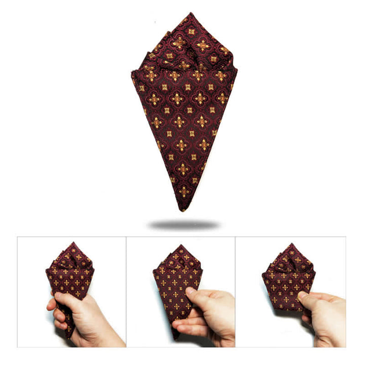 Men's Dark Red & Gold Embroidery Oversized Pointed Bow Tie