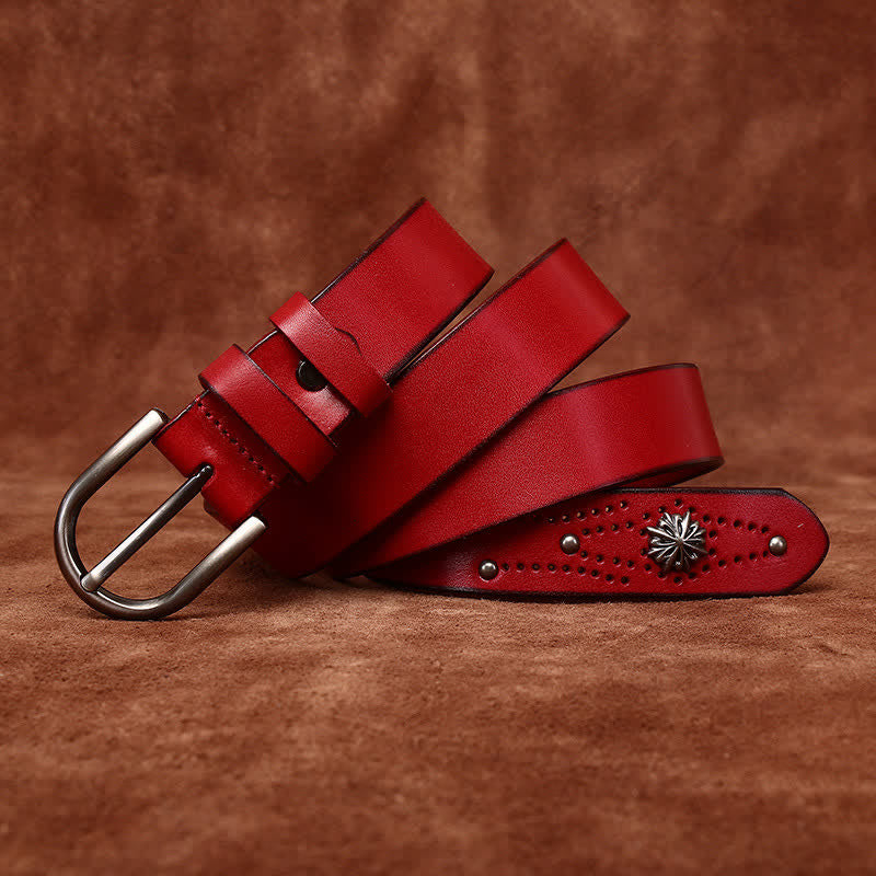 Metal Rivet Fashionable Casual Slim Leather Belt