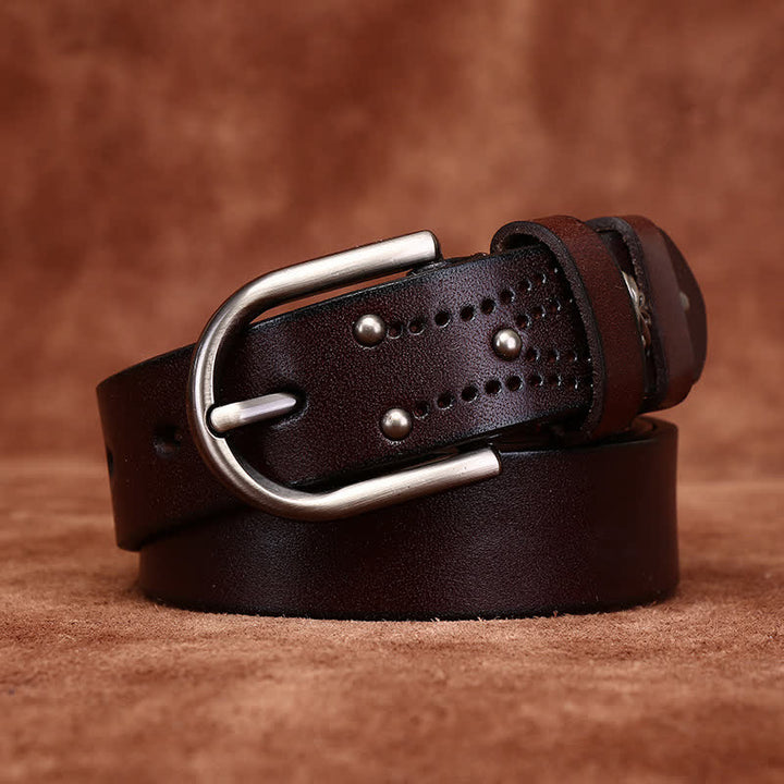 Metal Rivet Fashionable Casual Slim Leather Belt