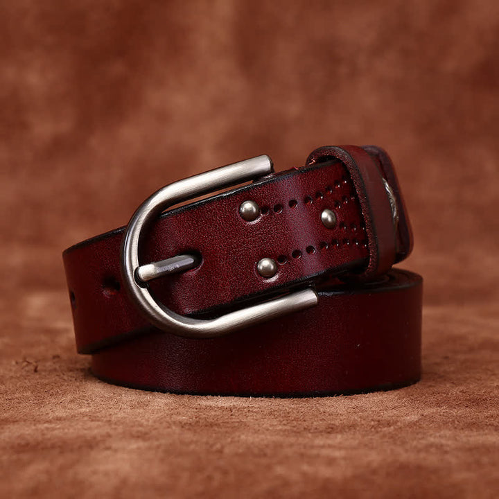 Metal Rivet Fashionable Casual Slim Leather Belt