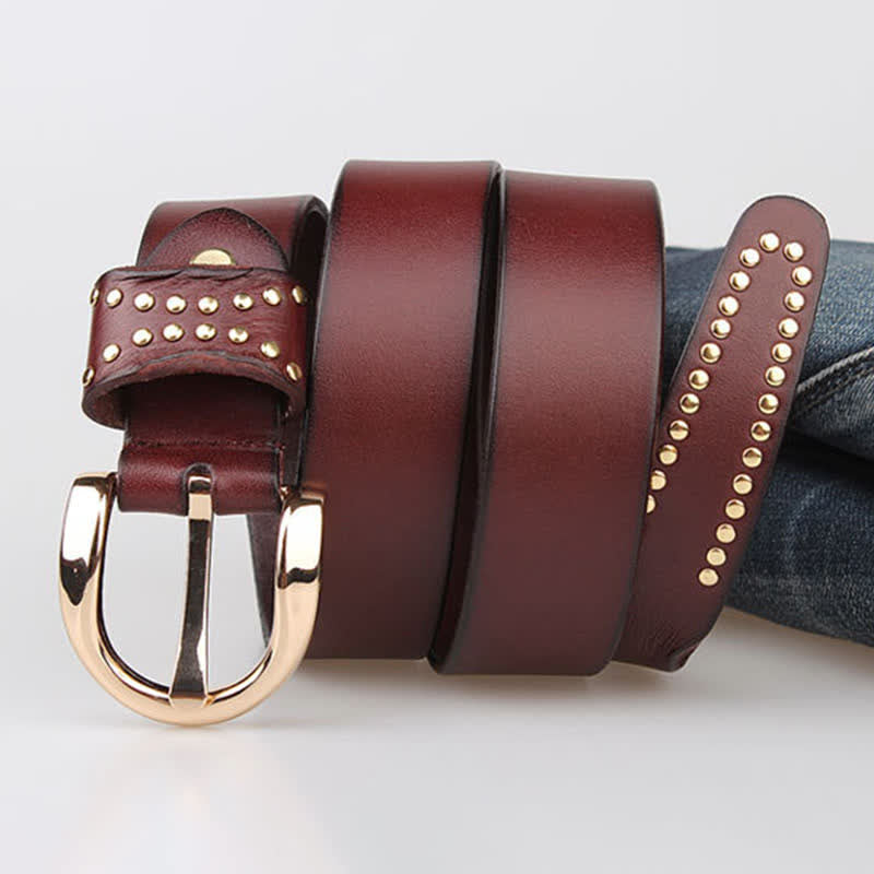 Metal Studded Rock Heavy Duty Rivets Leather Belt