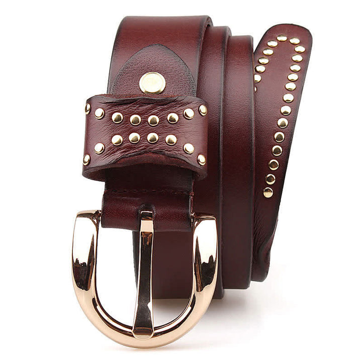 Metal Studded Rock Heavy Duty Rivets Leather Belt