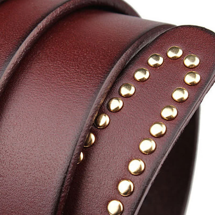 Metal Studded Rock Heavy Duty Rivets Leather Belt