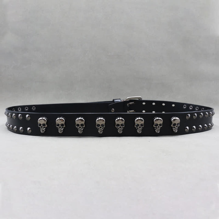 Hip Hop Skull Rivets Double Pin Leather Belt