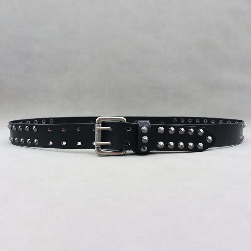 Hip Hop Skull Rivets Double Pin Leather Belt