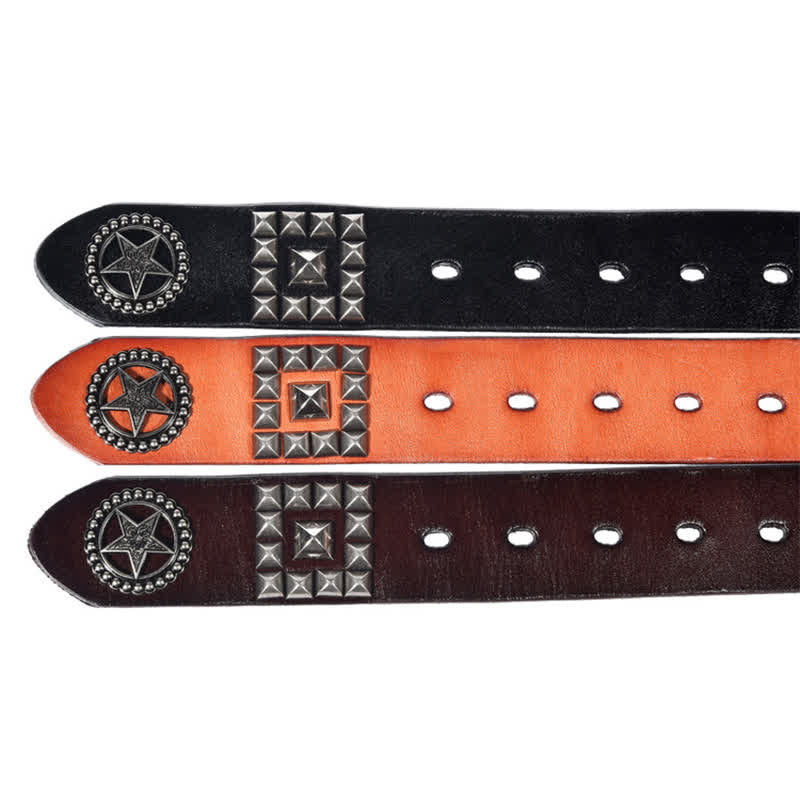 Metal Star Rivet Studded Punk Biker Leather Belt