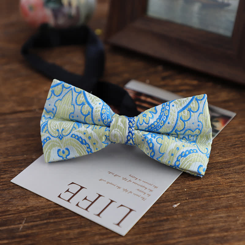 Men's Bright Color Paisley Jacquard Pattern Bow Tie