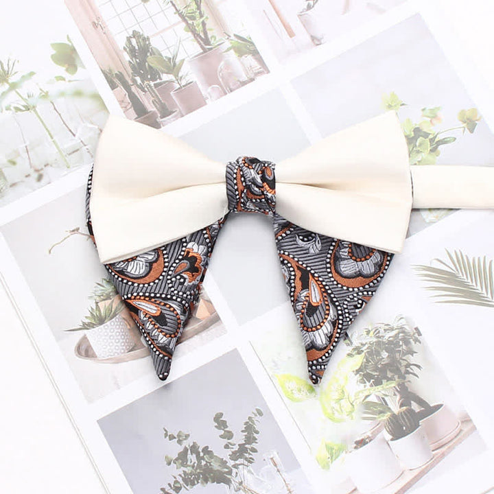 Men's Special Paisley Double Tone Oversized Pointed Bow Tie