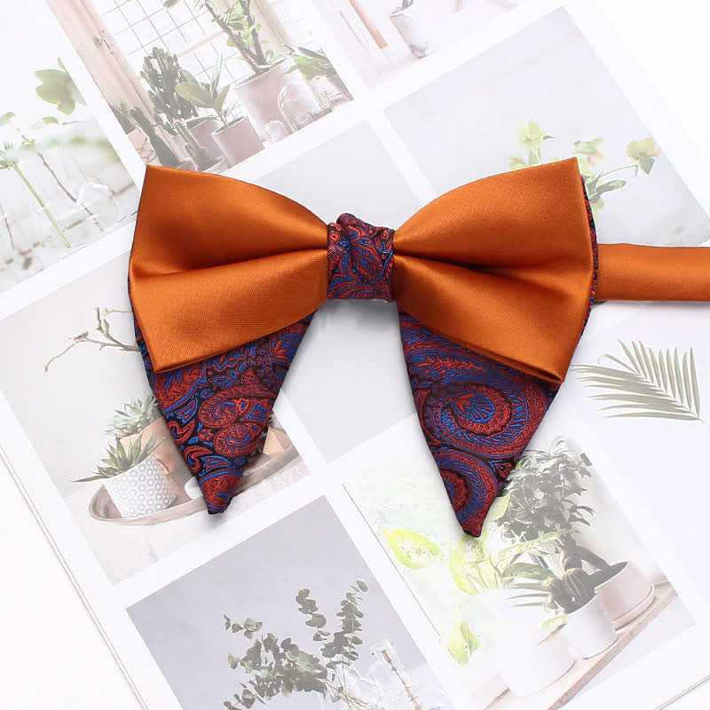 Men's Special Paisley Double Tone Oversized Pointed Bow Tie