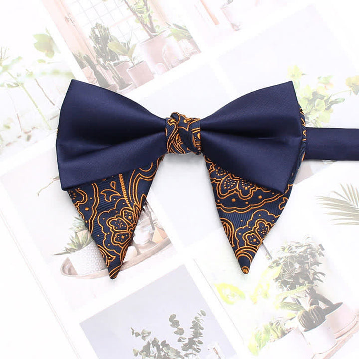 Men's Special Paisley Double Tone Oversized Pointed Bow Tie