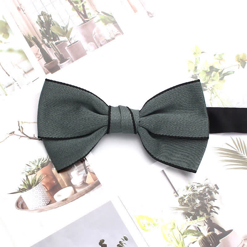 Men's Double Solid Color Line Edge Bow Tie