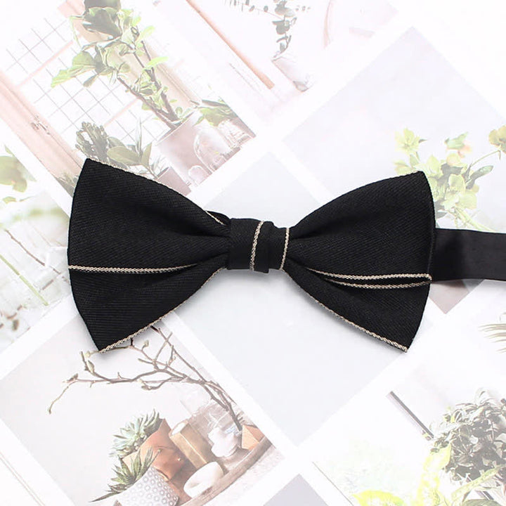 Men's Double Solid Color Line Edge Bow Tie