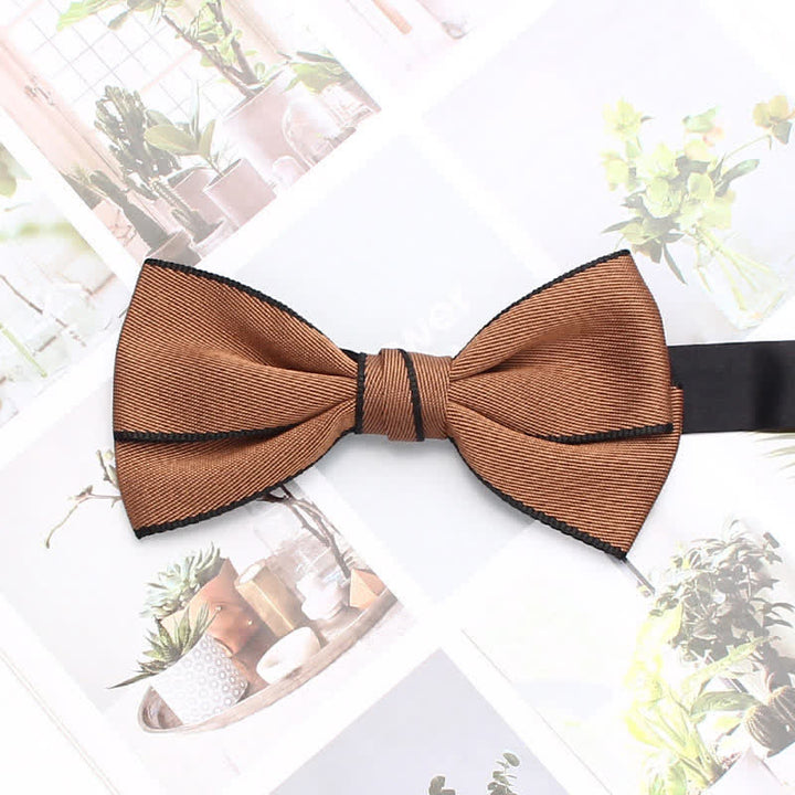 Men's Double Solid Color Line Edge Bow Tie