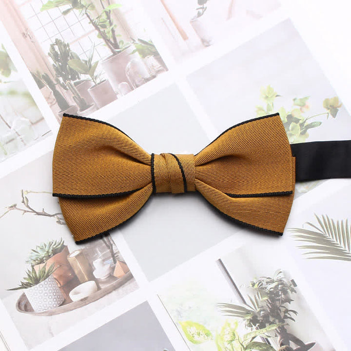 Men's Double Solid Color Line Edge Bow Tie