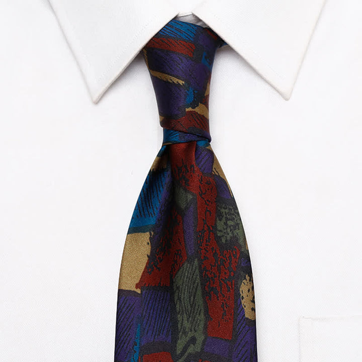 Men's Colored Maze Design Oil Painting Necktie