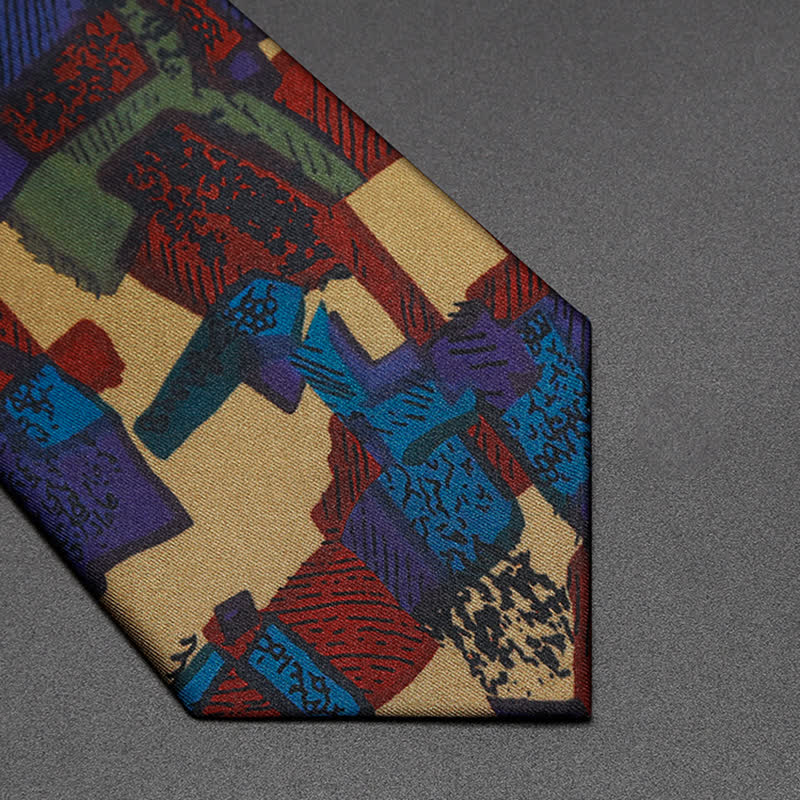 Men's Colored Maze Design Oil Painting Necktie