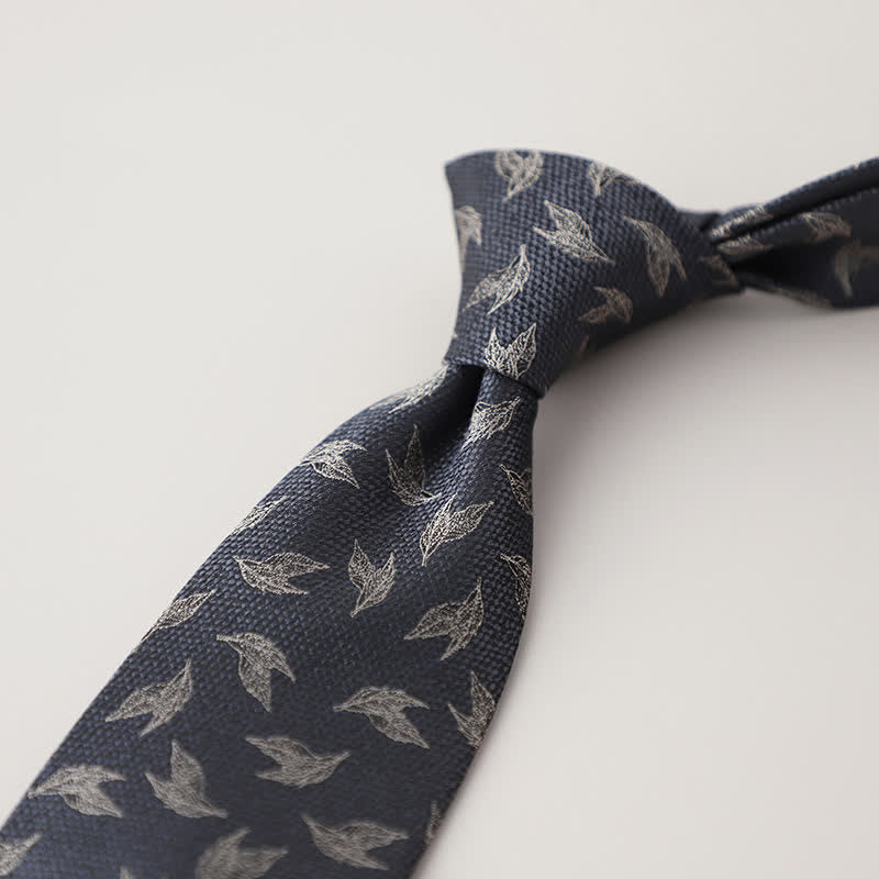 Men's Dark Gray Tree Leaf Pattern Necktie