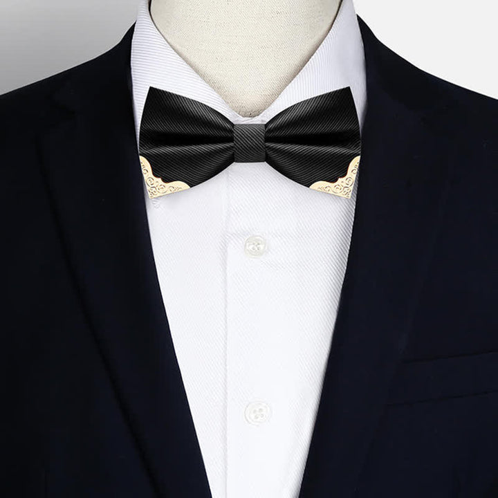 Men's Golden Metal Tipped Twilled Bow Tie