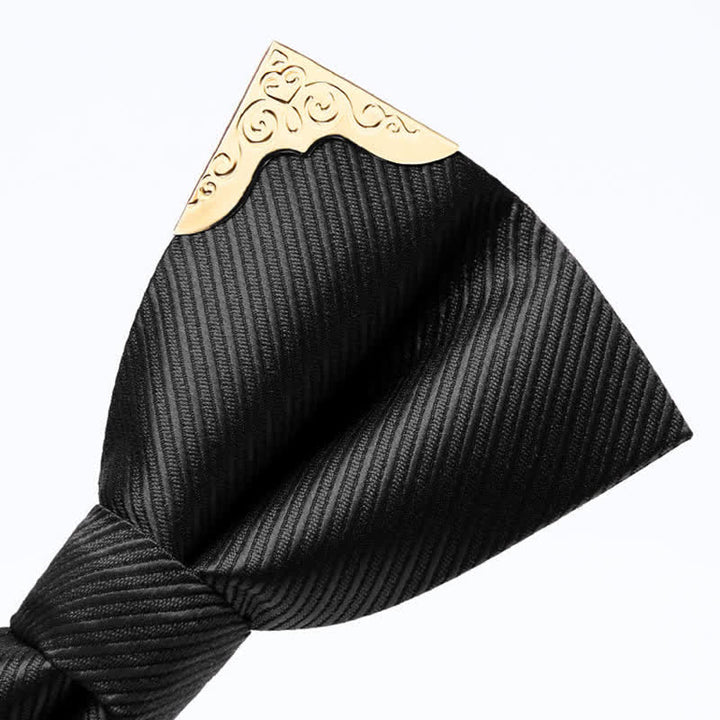 Men's Golden Metal Tipped Twilled Bow Tie