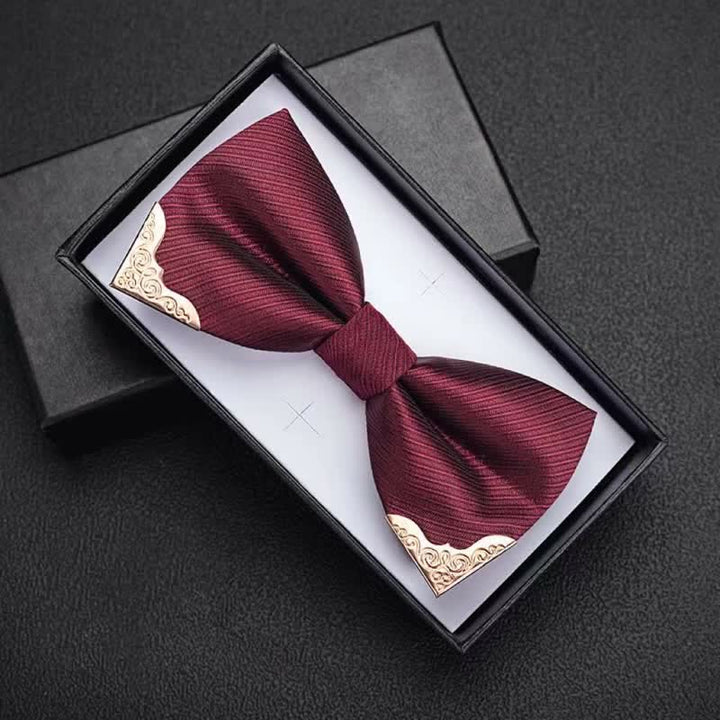 Men's Golden Metal Tipped Twilled Bow Tie