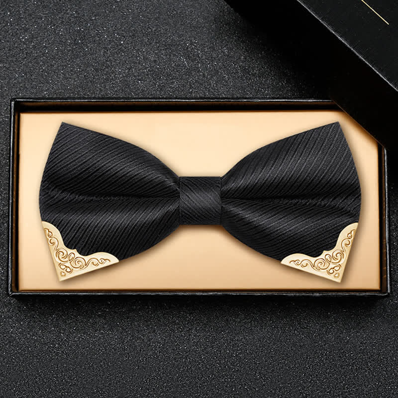 Men's Golden Metal Tipped Twilled Bow Tie