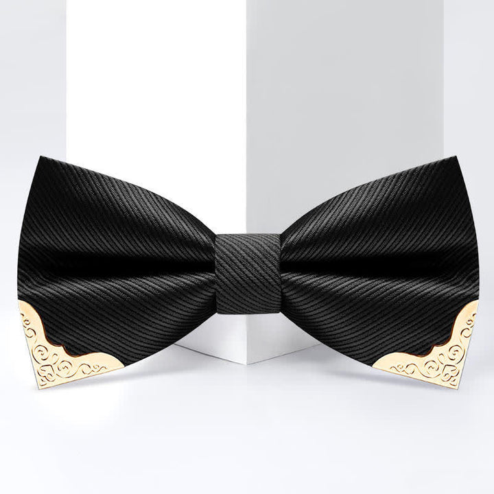 Men's Golden Metal Tipped Twilled Bow Tie