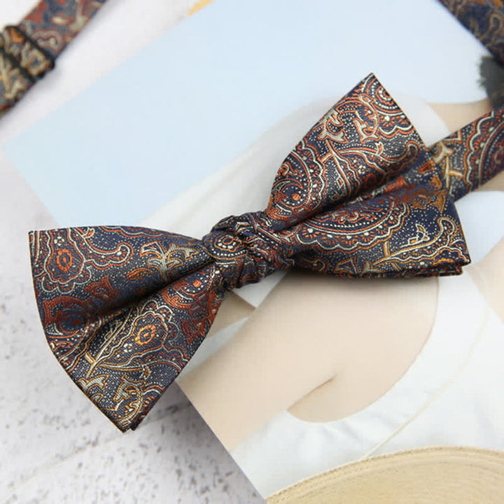 Men's Luxurious Orange Gradient Paisley Bow Tie