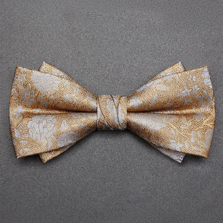 Men's Champagne Flowers Double Layers Bow Tie