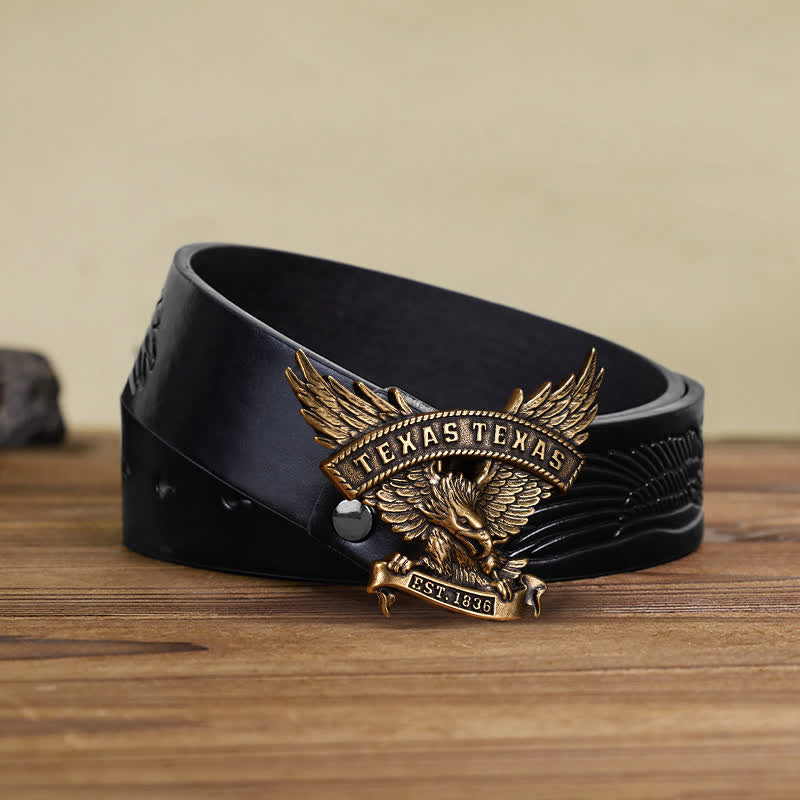 Men's DIY Retro Western Texas Eagle Buckle Leather Belt