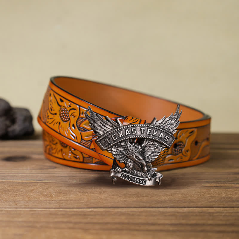 Men's DIY Retro Western Texas Eagle Buckle Leather Belt