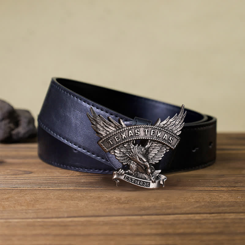 Men's DIY Retro Western Texas Eagle Buckle Leather Belt