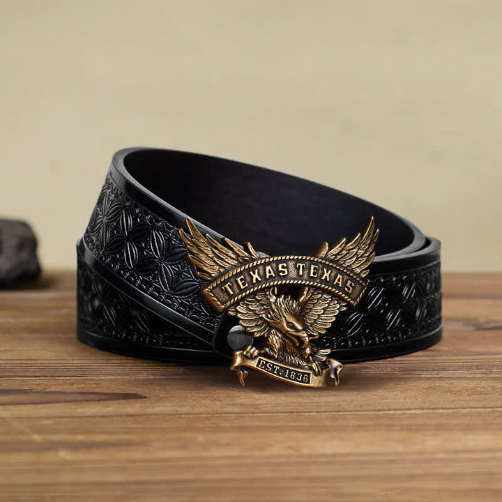 Men's DIY Retro Western Texas Eagle Buckle Leather Belt