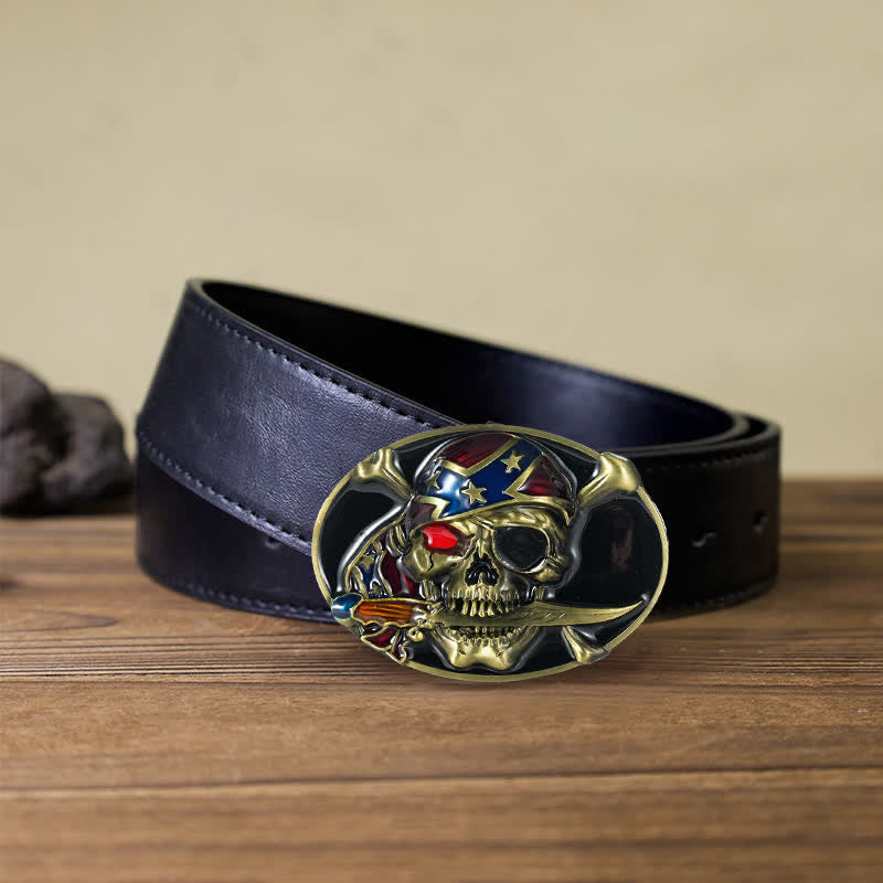 Men's DIY Pirate Skull Buckle Leather Belt