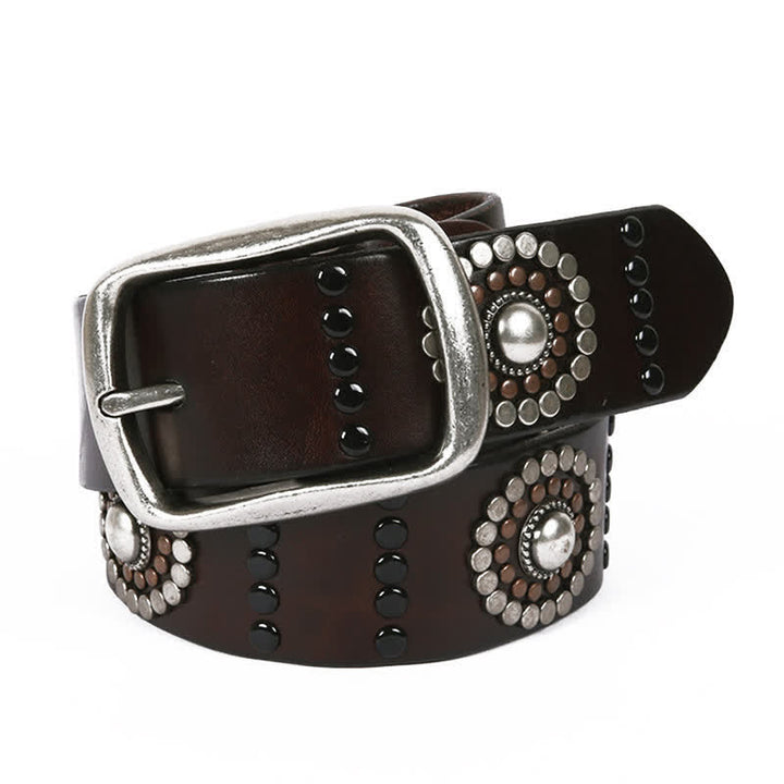 Assorted Round Rivets Decoration Punk Studded Leather Belt