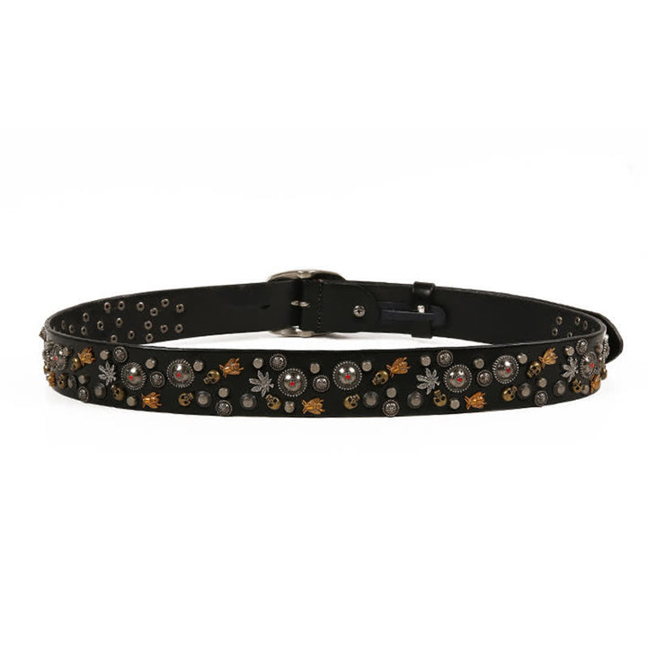 Gothic Skull Bee Maple Rivets Leather Belt