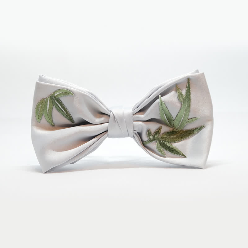 Men's Bamboo Embroidered Botanical Pattern Bow Tie