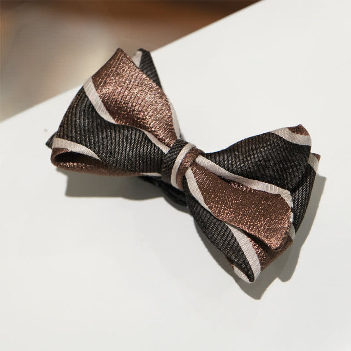 Men's Gentleman Diagonal Striped British Fishtail Bow Tie