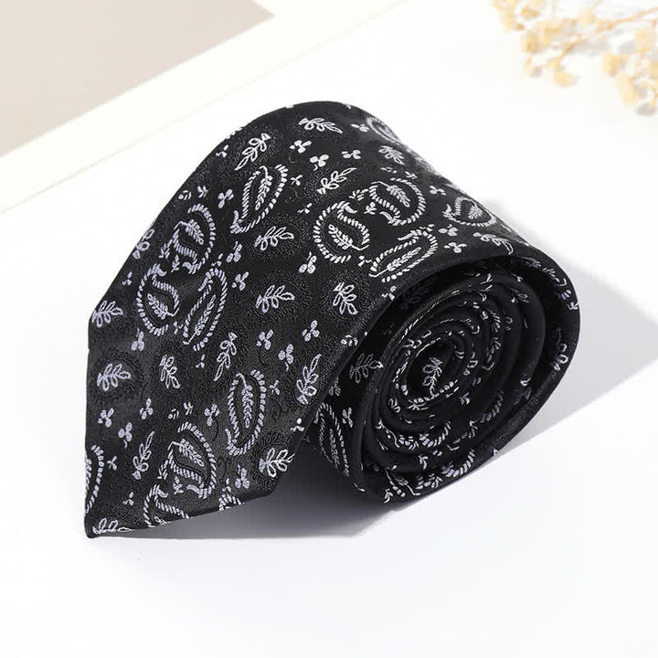 Men's Mix Cashew Black Background Jacquard Necktie