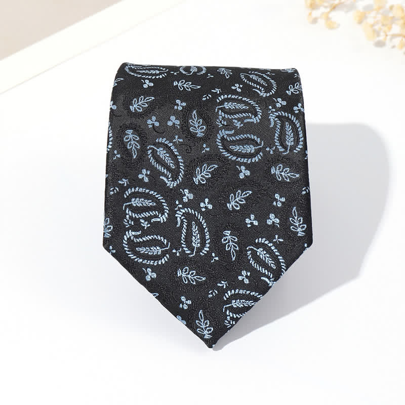 Men's Mix Cashew Black Background Jacquard Necktie