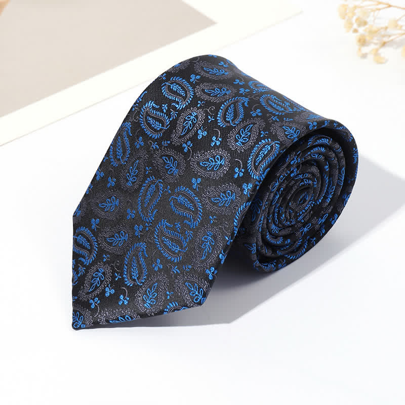 Men's Mix Cashew Black Background Jacquard Necktie