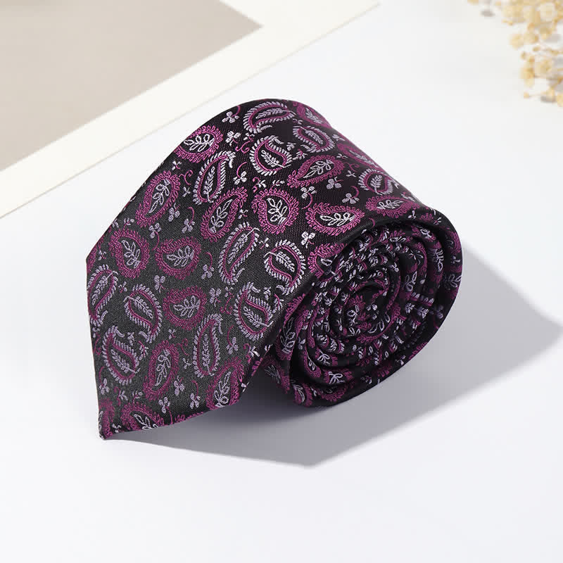 Men's Mix Cashew Black Background Jacquard Necktie