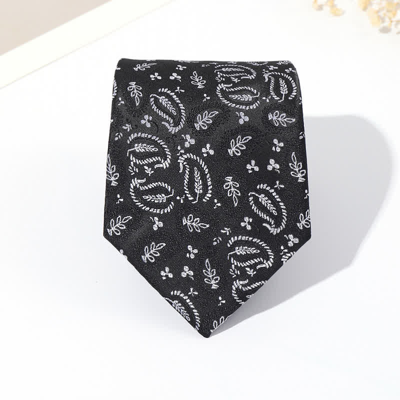 Men's Mix Cashew Black Background Jacquard Necktie