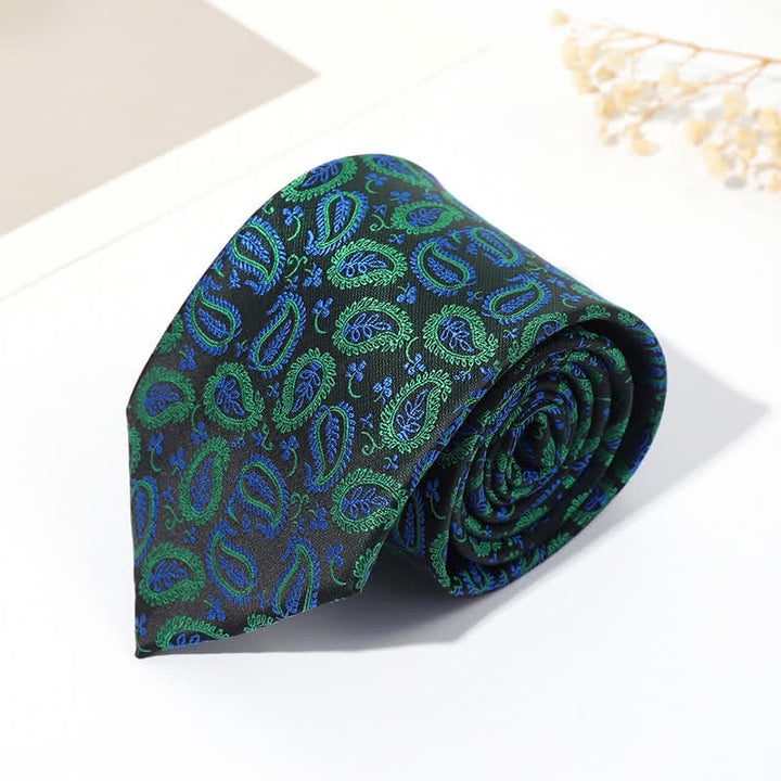 Men's Mix Cashew Black Background Jacquard Necktie