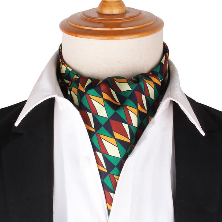 Green & Red Geometry Vintage Pattern Ascot Cravat