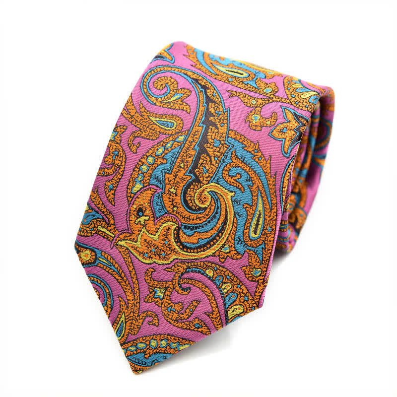 Men's Pink & Gold Flower Vibrant Paisley Necktie