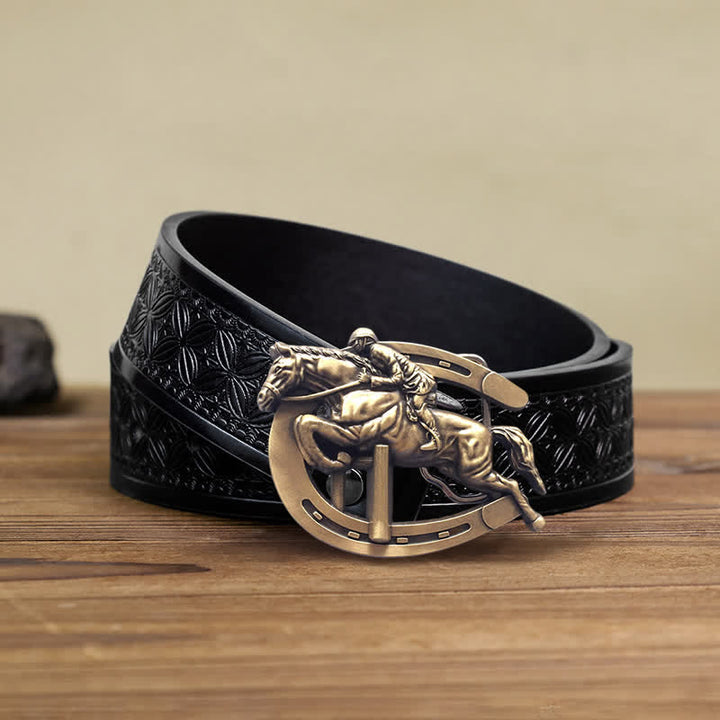 Men's DIY Horsemanship Horse Show Buckle Leather Belt