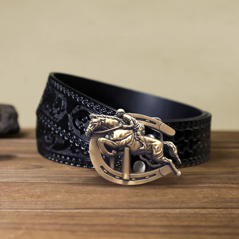 Men's DIY Horsemanship Horse Show Buckle Leather Belt