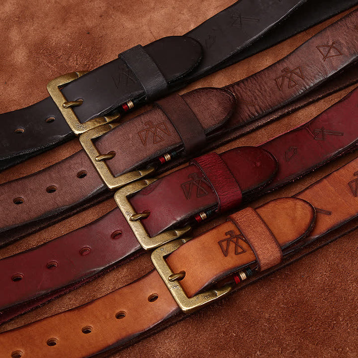 Totem Pattern Laser Engraving Strap Leather Belt